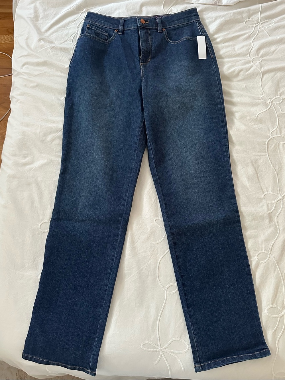 Gloria Vanderbilt Amanda Straight Leg Jeans in Dark Blue Denim Sz 8 NWT